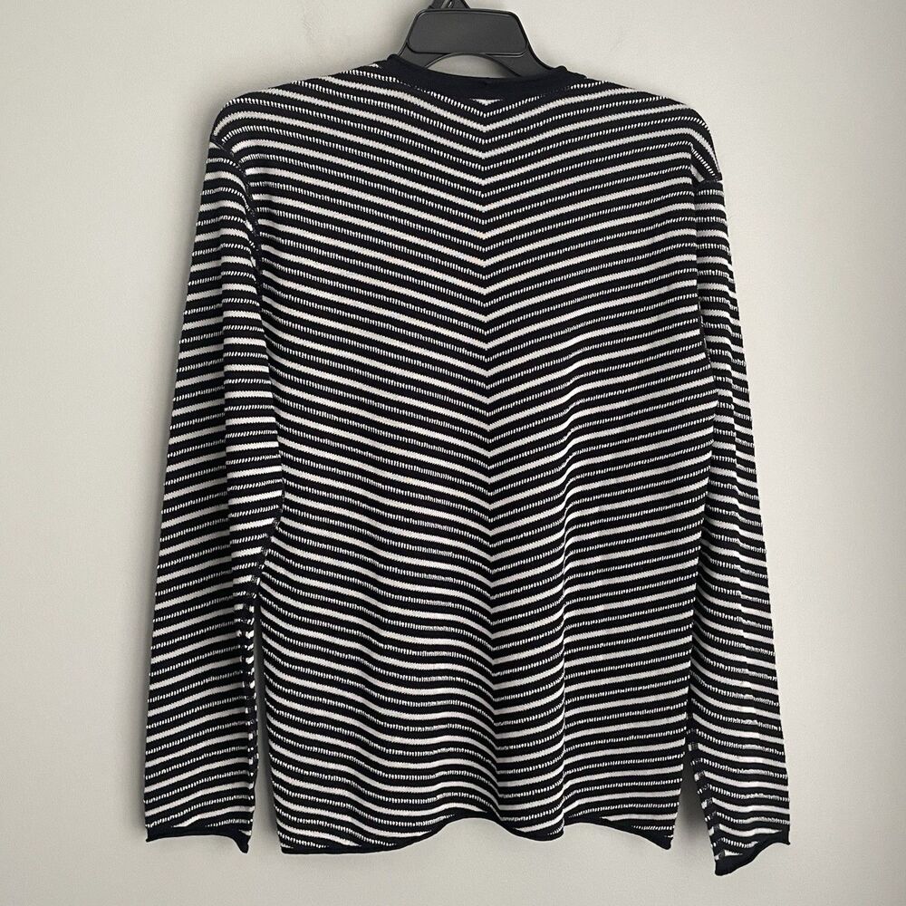 Armani Collezioni Italy Striped Navy White Top Women's L Long Sleeve Pullover - Picture 3 of 16